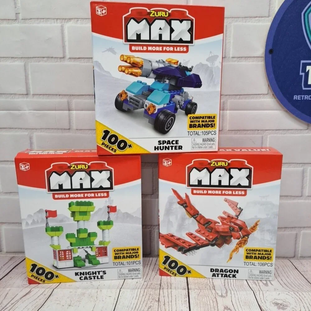 Lot of 3 Zuru Max Build, Space Hunter, Dragon Attack, Knights Castle, Sealed NIB